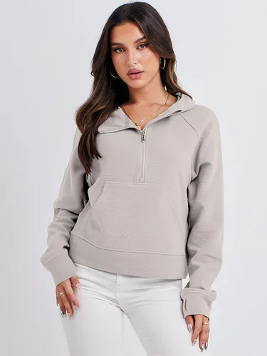 Miniatura 7 de ANRABESS Half Zip Sweatshirts Cropped Hoodies Fleece Womens Quarter Zip Up Pullover Sweaters Fall Outfits 2023 Winter Clothes