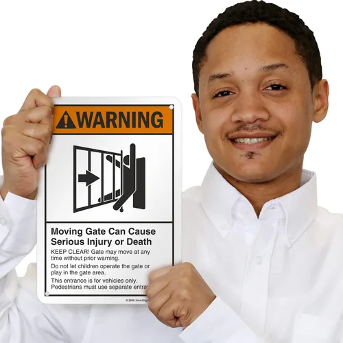 Miniatura 8 de SmartSign Letrero de "Advertencia: puerta móvil puede causar lesiones o muerte" Aluminio de 7 x 10 pulgadas