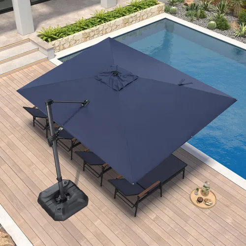 Miniatura 97 de PURPLE LEAF Sombrilla de Patio de 8 Pies para Exteriores Sombrilla Cantilever Cuadrada de Aluminio Sombrilla Offset con Rotación de 360 Grados