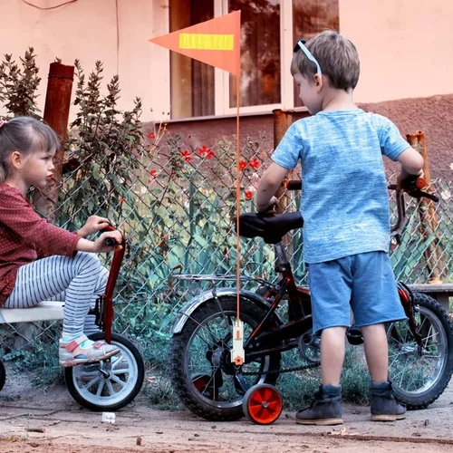 Miniatura 3 de Operitacx Bandera reflectante de seguridad para bicicleta de 11 x 8 pulgadas, bandera de advertencia de alta visibilidad para ciclismo al aire