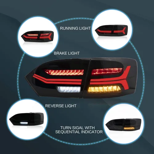 Miniatura 3 de VLAND Conjunto de luces traseras compatible con Jetta 6ª generación 2011-2014, ahumadas Ahumado