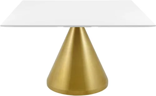 Miniatura 18 de Modway Tupelo - Mesa de comedor cuadrada de 28 pulgadas, color dorado y blanco