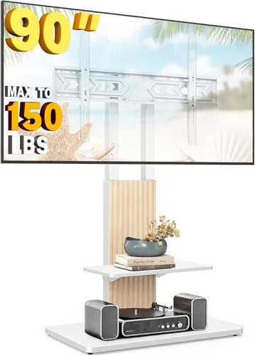 Miniatura 10 de TVON Soporte de TV de suelo resistente para televisores grandes de 55 a 90 pulgadas de hasta 150 libras, soporte de TV alto con montaje ajustable