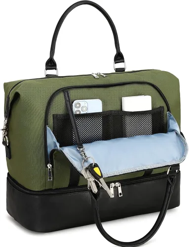 Miniatura 60 de CAMTOP - Bolsa de viaje de fin de semana para mujer, bolsa de lona con espacio para laptop de15.6 pulgadas