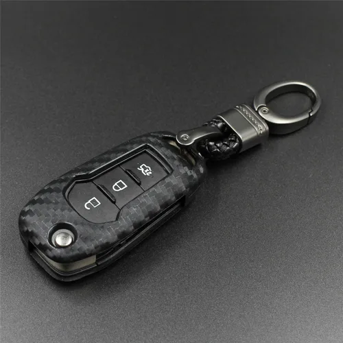 Miniatura 3 de Funda de llave de mando de coche de silicona suave con textura de fibra de carbono para Ford EcoSport Escort Explorer F-150 F-250 F-350 F-450 F-550