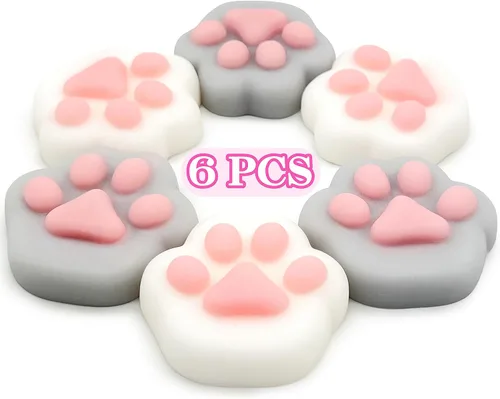 6 piezas de juguetes blandos de patas de gato Mochi, mini juguetes Kawaii para aliviar el estrés para niños, recuerdos para bolsas de regalo,