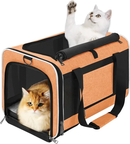 Miniatura 8 de GAPZER Transportador de mascotas para gatos grandes de 20 libras + / Transportín de lados suaves para perros pequeños de 12 libras, jaula de viaje