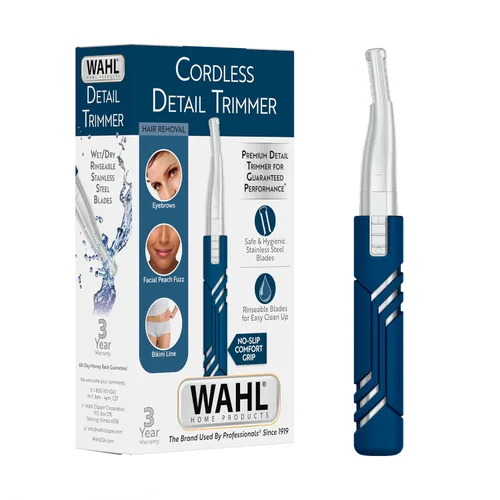 Wahl DualTech® - Recortadora de cejas de doble cara con batería de litio para depilación facial para mujer, con agarre de goma, modelo 3026636