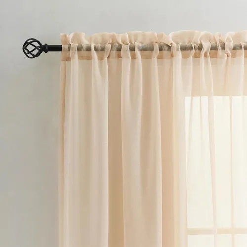 Miniatura 69 de Cortinas para ventana cortinas blancas traslúcidas de 90 pulgadas de largo, 2 paneles de cortinas de tul, paneles de ventana para cortinas de Blanco
