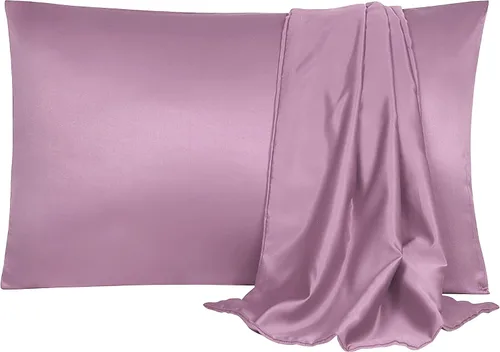 Miniatura 28 de uxcell Paquete de 2 fundas de almohada de satén de seda para cabello y piel, frescas, sedosas, suaves y transpirables, tamaño estándar de 20 x 26