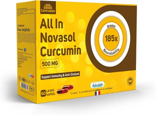 All in Novasol - Suplemento herbario de curcumina – Fórmula avanzada de curcumina, cápsulas de absorción mejorada Licaps, apoya la salud