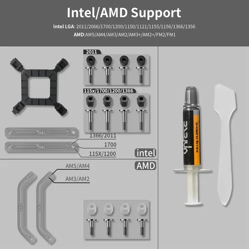 Miniatura 9 de upHere D6SEC Enfriador de aire de CPU de doble torre con tubos de calor de cobre de 6mm x 6 y ventiladores PWM ARGB de 5V de 120mm