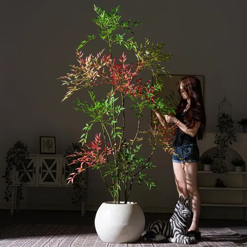 Miniatura 13 de Árbol de bambú artificial grande para interiores y exteriores, plantas realistas de seda de plástico sintético en maceta, para el hogar, sala
