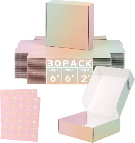 Miniatura 31 de Cajas de envío pequeñas de 6 x 4 x 2 pulgadas para pequeñas empresas, paquete de 30 cajas de correo moradas, caja de embalaje de cartón corrugado