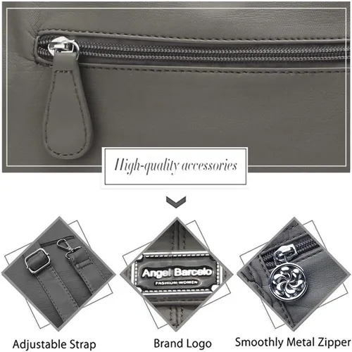 Miniatura 219 de Angel Barcelo - Bolsa de hombro amplia para mujer, diseño Hobo, cuero lavado