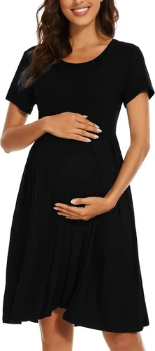 Miniatura 3 de Vestido de maternidad de manga corta para mujer, ropa de embarazo con bolsillos
