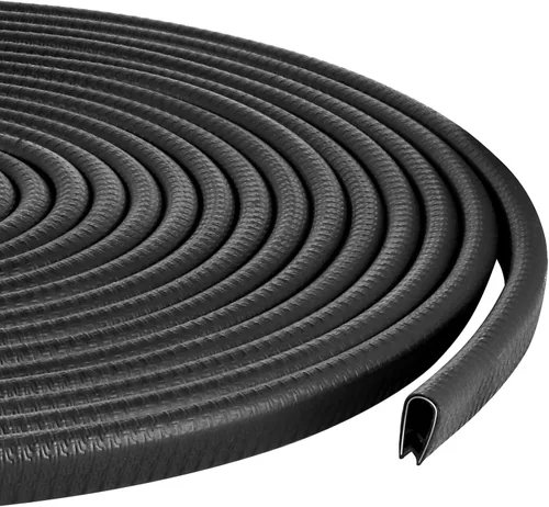 Miniatura 10 de Protector de borde de goma de 10 pies/9.8 ft, protector de borde de puerta sin adhesivo, tira de sellado de borde en forma de U con clips de metal