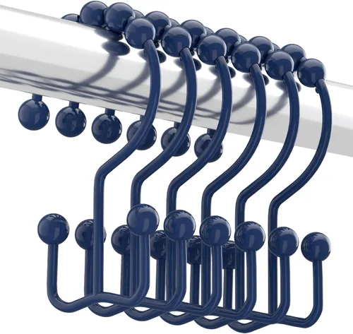 Titanker Ganchos Anillos para Cortina de Ducha, Ganchos de Ducha de Metal de Doble Deslizamiento Resistentes al Óxido para Barras de Cortinas de