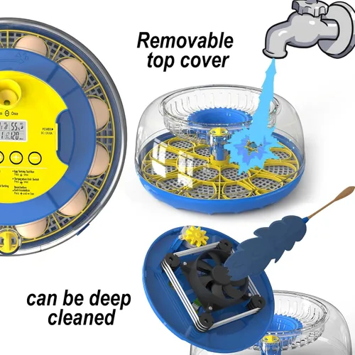Miniatura 5 de Cieex - Incubadora de 18 huevos para incubar pollo, codornices, patos, loros, gansos con giro automático de huevos y control de humedad, incubadora