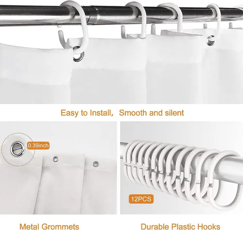 Miniatura 5 de Cortina de ducha de hojas de otoño, cortinas de calabaza para baño, cortina de baño impermeable naranja feliz otoño con ganchos para decoración, 60