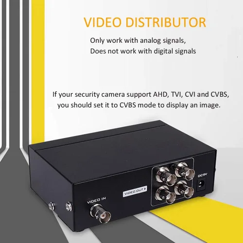 Miniatura 7 de 4-Port (1 Entrada 4 Salidas) BNC Video Splitter Box Coaxial Distribuidor Amplificador para Sistema de Monitoreo de Video Cámara de Seguridad CCTV