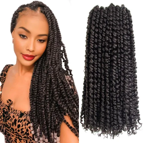 Miniatura 60 de Pelo Passion Twist de 8 pulgadas, trenzas de ganchillo pretrenzadas, paquetes de 8 paquetes (1B/negro natural)