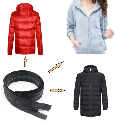 Miniatura 5 de YaHoGa 2PCS cremalleras separadoras #5 de 5 pulgadas para coser abrigos y chaquetas, cremallera de chaqueta, cremalleras de plástico moldeado negro