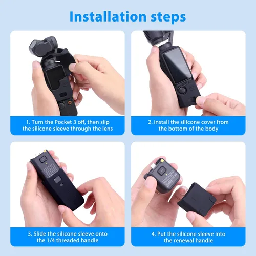Miniatura 7 de Funda de silicona Pocket 3, protector de lente resistente a los arañazos, compatible con DJI OSMO Pocket 3 Creator Combo Accesorios (azul claro)