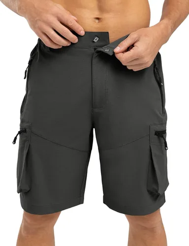 Miniatura 5 de TBMPOY Pantalones cortos de senderismo elásticos para hombre, con 6 bolsillos, de secado rápido, casuales, para trabajo, campamento, viajes