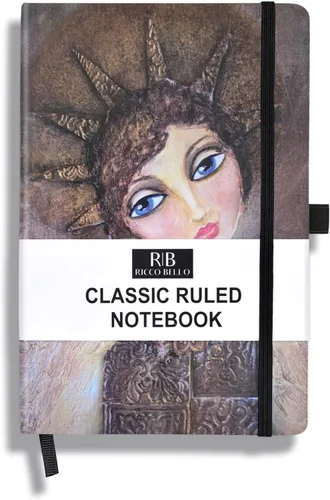 Miniatura 38 de RICCO BELLO - Cuaderno clásico con rayas universitarias, diario con forro de piel sintética para escribir, trabajo, hogar, escuela, 192 páginas a