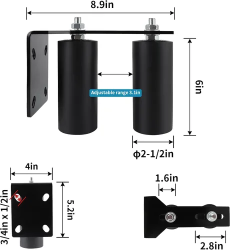 Miniatura 2 de Skelang Rodillo guía de puerta deslizante, guía de nailon duro UHMW de 6 pulgadas con soporte grueso, conjunto de soporte de puerta deslizante