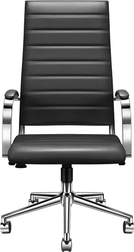 Silla de oficina ergonómica, silla de escritorio giratoria ajustable con reposabrazos en cuero vegano, silla de respaldo alto para soporte lumbar,