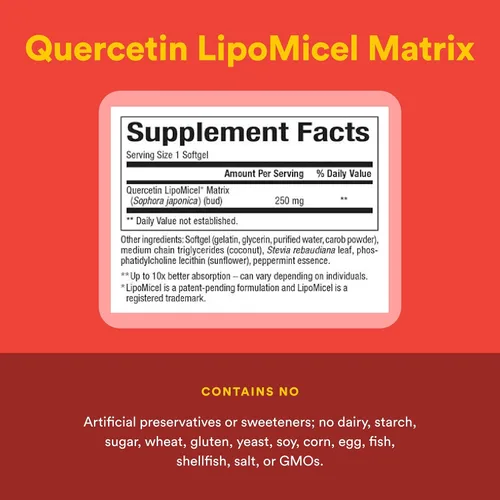 Miniatura 4 de Natural Factors, Quercetina LipoMicel Matrix para una absorción superior, gel, 60