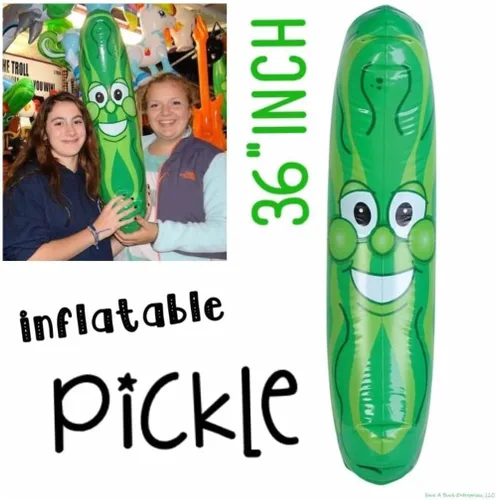 Miniatura 2 de Cabeza de pepinillo sonriente inflable gigante gigante de 36 pulgadas (3 pies). Vinilo inflable de cara inflable para playa, piscina, fideos, broma