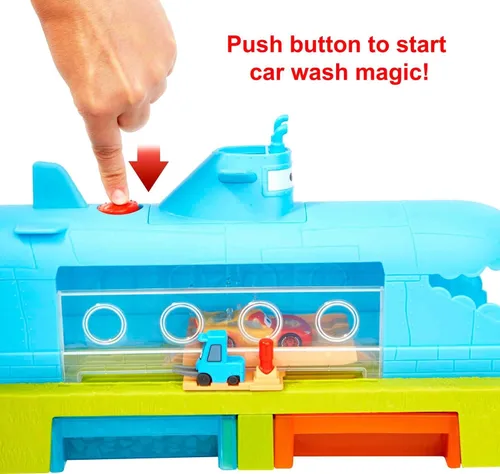 Miniatura 6 de Mattel Disney y Pixar Cars Toys, Submarine Car Wash Playset con cambio de color Lightning McQueen Toy Car, juego acuático