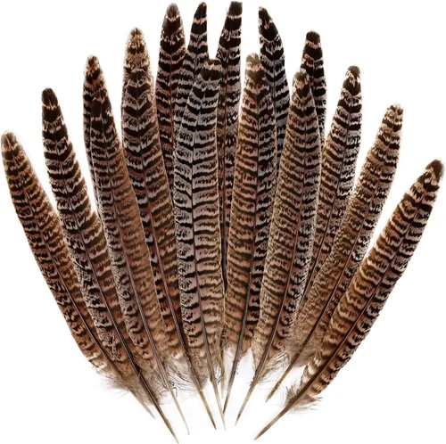 Miniatura 12 de MAOFENG 12 plumas naturales femeninas de cuello de anillo, plumas de faisán de 6 a 8 pulgadas, 5.9-7.9 in para manualidades, bodas, fiestas
