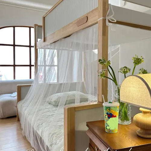 Miniatura 8 de 4 postes esquineros para dormitorio de estudiantes, litera, mosquitera, para cama, cortinas de cama para estudiantes, dormitorio, escuela, Negro