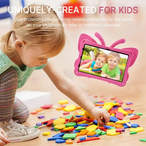 Miniatura 34 de FW Fire 7 - Funda para tablet para niños, Amazon Fire 7 2022, funda de mariposa con luz de atril, EVA, protección contra caídas, resistente, a