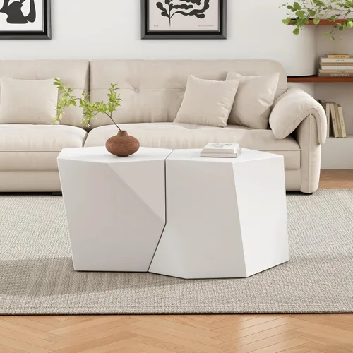 Miniatura 17 de WILLIAMSPACE Juego de 2 mesas auxiliares anidadas, mesas de café redondas de madera color naranja mate, mesas auxiliares modernas de lujo, mesa
