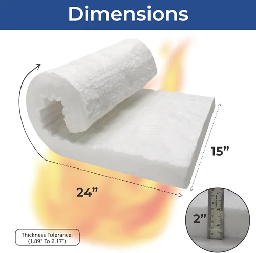 Miniatura 3 de SIMOND STORE Manta de fibra de cerámica, 24 "x 15" x 2" de grosor, 2400F 8# densidad, aislamiento ignífugo para chimenea, estufa de leña, horno