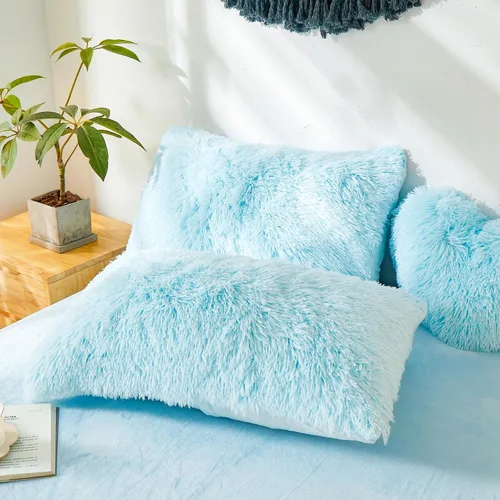 Miniatura 28 de Besfunny Juego de 2 fundas de almohada de pelo sintético negro, mullidas y peludas para decoración de dormitorio, fundas de almohada negras suaves