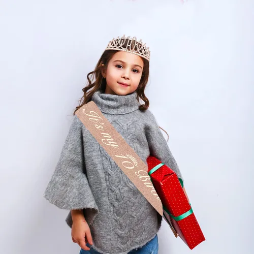 Miniatura 6 de Decoraciones de cumpleaños de 10 años para niñas; banda, corona/tiara, velas y adorno para pastel de cumpleaños de 10 años; regalos y decoraciones