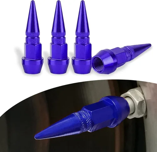 ASUBHA 4 tapas de válvula de vástago de aluminio con pinchos de 1.77 pulgadas, tapas de vástago de aire para automóvil, tapas de neumáticos