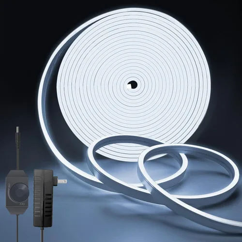 Miniatura 11 de Luces LED de neón en forma de cuerda, tira de luces de neón blancas cálidas de 16.4 pies/5m, tira LED impermeable flexible de 12V, luces de neón