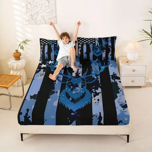 Miniatura 19 de Erosebridal Sábana bajera con temática de pesca, juego de ropa de cama rústica de granja tamaño individual para niños, adolescentes y adultos, ropa