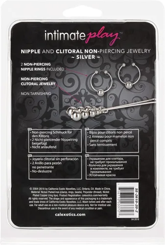 Miniatura 6 de California Exotics - Joyería corporal sin perforación para pezón y clítoris, plata
