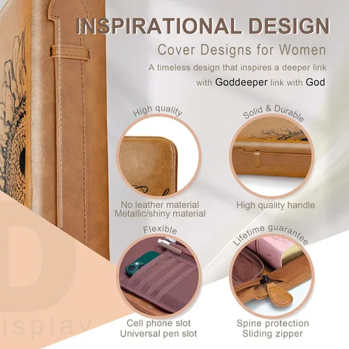 Miniatura 2 de GUEER Funda para Biblia para hombres, Portabiblia, Funda para Biblia Bolsa Organizadora de Transporte, con Cremallera y Bolsillos para Biblia