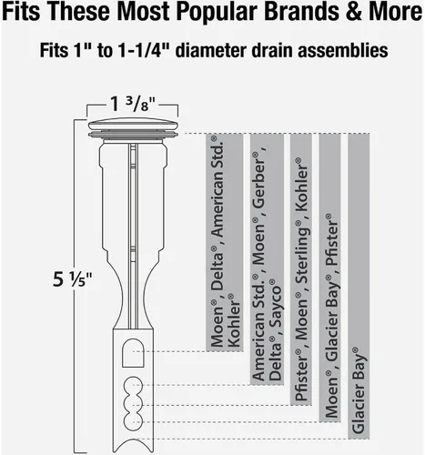 Miniatura 6 de Reemplazo de tapón emergente para fregadero de baño para conjunto de drenaje emergente de lavabo, bronce frotado con aceite, 11043
