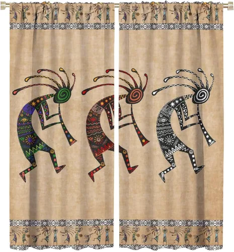 Miniatura 49 de Kokopelli - Cortinas opacas para cocina, decoración de sala de estar, dormitorio, 21 x 45 pulgadas, 2 paneles