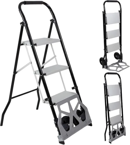 Miniatura 10 de Taburete plegable de 2 escalones con base antideslizante y pedal ancho, ligero y resistente taburete portátil de 330 libras para cocina, despensa